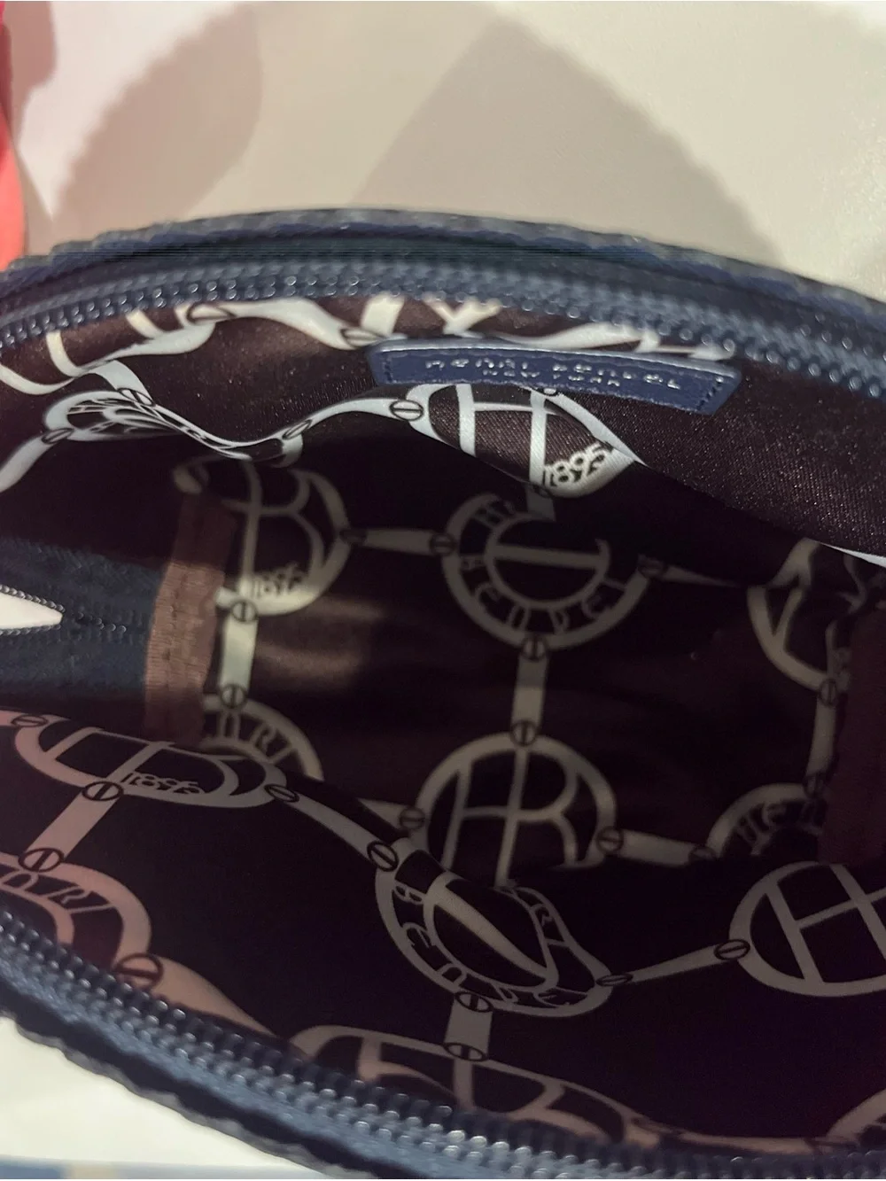 Henri Bendel Navy Scalloped Cosmetic Bag